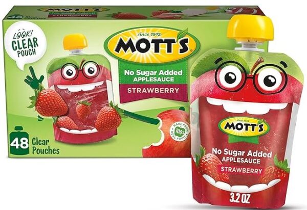 Mott's - Purés de arándano o manzana sin azúcar añadida - 48 unidades